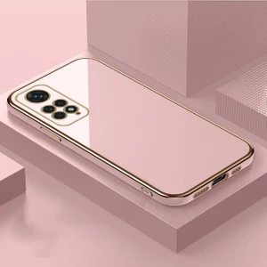 Xiaomi Redmi Note 11 Pro Kılıf Parlak Kenarlı Altın Işlemeli Kamera Korumalı Kapak