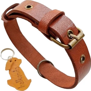 Köpek boyun tasması hakiki deri kalınlık:4 mm genişlik:2,5cm boyun ölçüsü:S.27-35cm ayarlamalı dog collar T1-2S