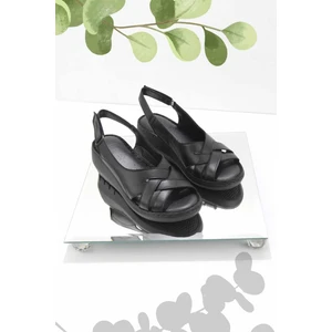 Siyah Leather Kadın Sandalet K05296100403