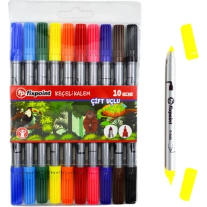 Çift Uçlu Keçeli Kalem 10 Renk ( P-5402 )
