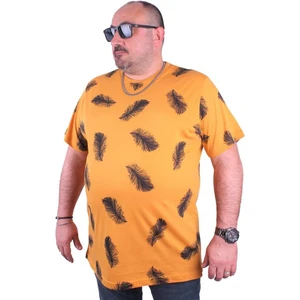 Büyük Beden Tişört Sıfır Yaka Feather 23149 Hardal