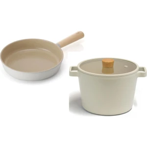 NEOF222D/NEOF124 Fika Alüminyum 3lü Set (22CM Derın TENCERE+24CM Tava)