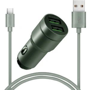 C-772 Type-C Kablo Çift USB Araç Şarj Cihazı