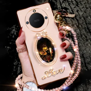 Honor X9A Dıy Ayna Love Mektup Kristal Zinciri Cep Telefonu Kılıfları (Yurt Dışından)
