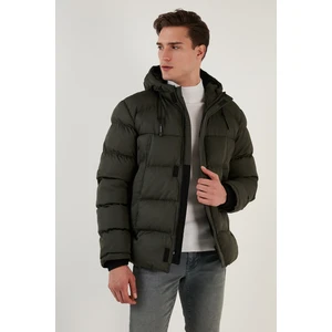 Fermuarlı Cepli Slim Fit Kapüşonlu Şişme Mont Erkek Mont 5711050