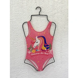 Rs Ramuni Kız Çocuk Unicorns Are Real Baskılı Pembe Mayo