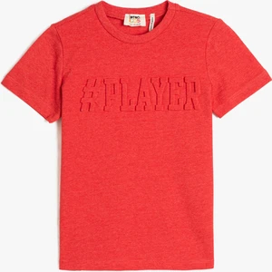 Tişört Kısa Kollu Bisiklet Yaka Kabartma Detaylı Pamuklu