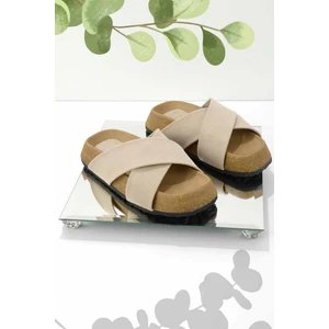 Bej Nubuk  Kadın Terlik K04576202401