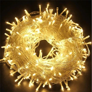 10M 60 LED Gün Işığı 2 Kademeli Şeffaf Kablo Pilli