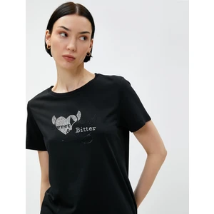 Taş Baskılı Tişört Modal Karışımlı