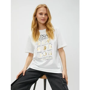 Ay Baskılı Tişört Pamuklu