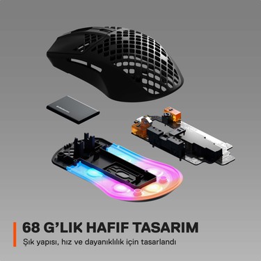 Steelseries Aerox 3 Wireless Oyuncu Mouse 18000 DPI Siyah Fiyatı