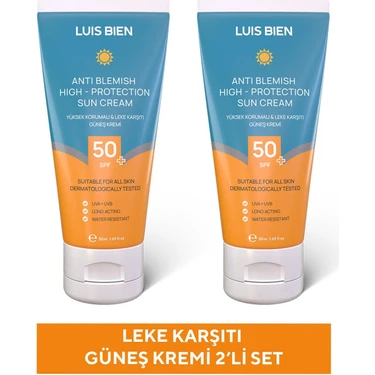 Luis Bien Leke Karşıtı Spf 50+ Yüksek Korumalı Nemlendirici Güneş Kremi 2 Adet 50