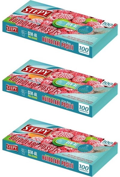Stepy Çek-Al Buzdolabı Poşeti 100 Lü Orta Boy 3 Adet