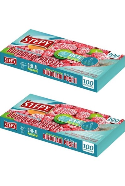 Stepy Çek-Al Buzdolabı Poşeti 100 Lü Orta Boy 2 Adet
