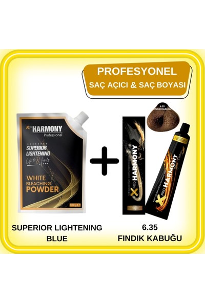X Pro Harmony Superıor Lıghtenıng Bleachıng Powder 500GR White & 6.35 Koyu Kumral Dore Akaju Saç Boyası 60G