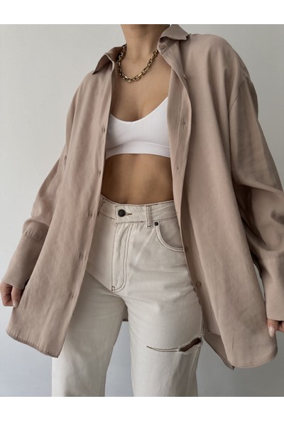 Mai Zaria Açık Vizon Oversize Gömlek