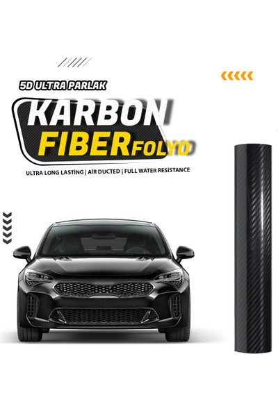 Wiox Karbon Fiber Folyo 5d Ultra Parlak Hava Kanallı