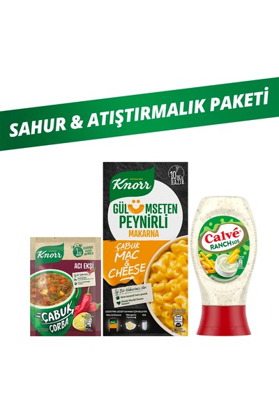 Knorr Ramazan Sahur ve Atıştırmalık Paketi Noodle Cas Acı Ekşi + Calve Ranch Sos 245 G