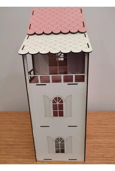 Elux LED Işıklı Ahşap Oyun Evi - Büyük Boy - (76CM x 57CM x 25CM)