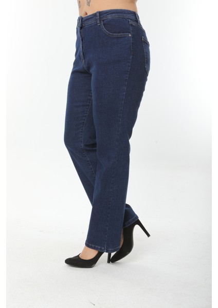 Boru Paça Rahat Kalıp Likralı Kadın Siyah Büyük Beden Kot Pantolon modelleri