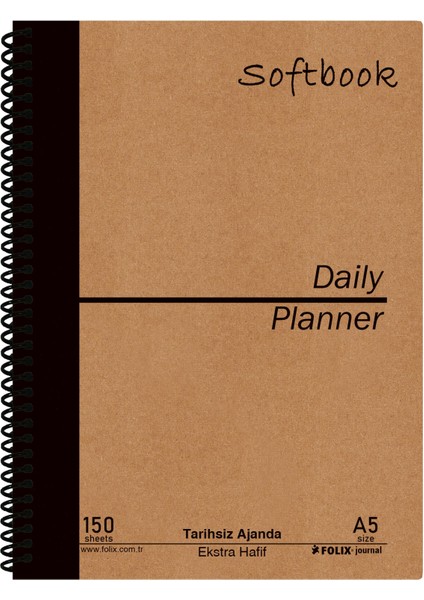 Daily Planner A5 Spiralli 150 Yp. Sert Kapak Günlük Ajanda Daily Journal