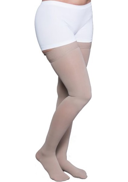 Diz Üstü Varis Çorabı Burnu Kapalı Ccl2 Ten Rengi