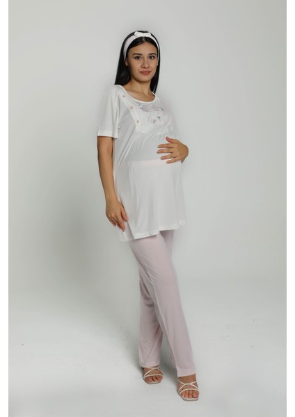 Ipek Işlemeli Hamile Pijama Takımı