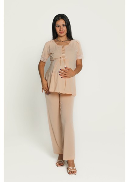 Ipek Işlemeli Hamile Pijama Takımı