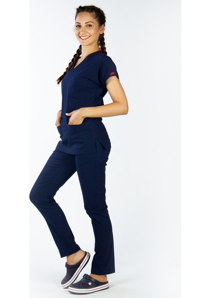 Lacivert U-Flex Likralı Cerrahi Takım