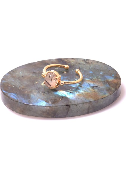 Rutil Kuvars Taşı Yüzük - Altın Renkli