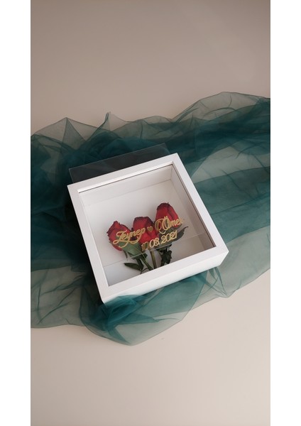 25X25 cm Verda Anı Çerçevesi-7 cm Derinlikli Anı Çerçevesi Gül Kutusu