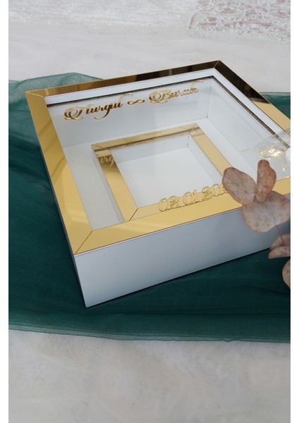 Ledli 25X25 cm Fotoğraf Bölümlü Beyaz Gold Renk Verda Anı Çerçevesi-6 cm Derinlikli Anı Çerçevesi modelleri