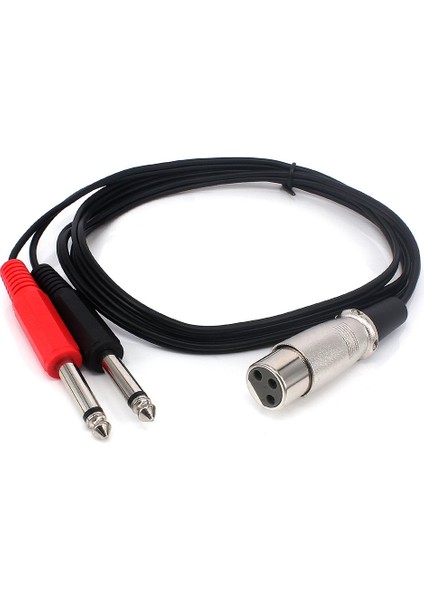 BK Teknoloji 3-Pin Xlr Dişi To 2 x 1/4 ''6.35MM Mono Erkek Trs Y Kablo - 1.5 Metre