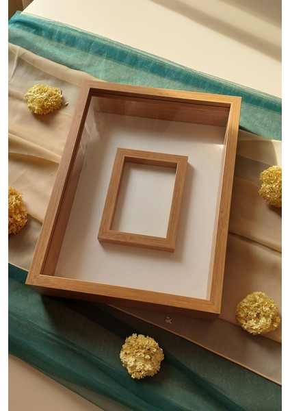 30X40 cm Ledsiz Bambu Renkli Fotoğraf Bölümlü Tasarım Gül Kutusu Anı Çerçevesi! Isimsiz