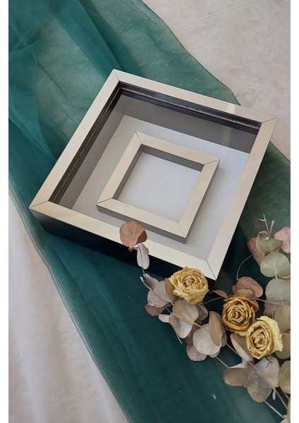 25X25 cm Fotoğraf Bölümlü Siyah Yarı Gümüş Kaplı Verda Anı Çerçevesi-6 cm Derinlikli Anı Çerçevesi fiyatları