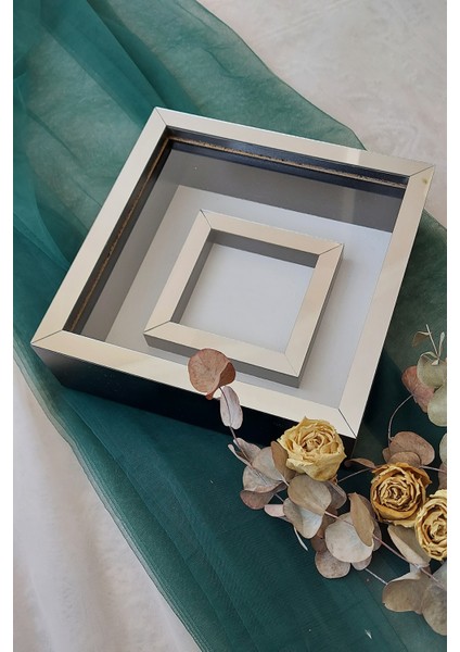 25X25 cm Fotoğraf Bölümlü Siyah Yarı Gümüş Kaplı Verda Anı Çerçevesi-6 cm Derinlikli Anı Çerçevesi modelleri