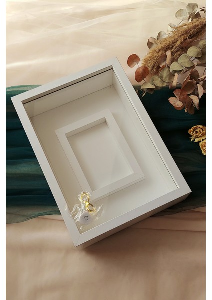 25X35 cm Beyaz Yatay Fotoğraf Alanlı Model Tasarım Gül Kutusu Anı Çerçevesi! Isimsiz Ledli! fiyatları
