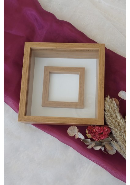 25X25 cm Fotoğraf Bölümlü Bambu Verda Anı Çerçevesi-6 cm Derinlikli Anı Çerçevesi