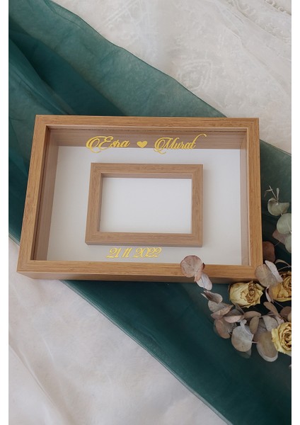 25X35 cm Bambu Yatay Fotoğraf Alanlı Model Tasarım Gül Kutusu Anı Çerçevesi! Ayna Çerçeve!