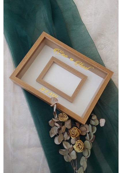25X35 cm Bambu Yatay Fotoğraf Alanlı Model Tasarım Gül Kutusu Anı Çerçevesi! Ayna Çerçeve!