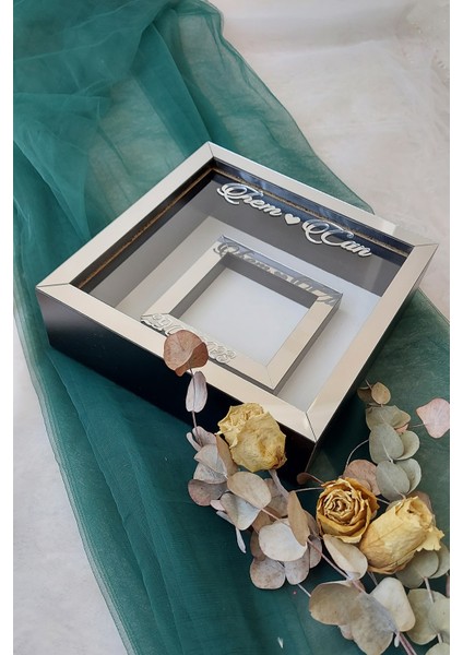 Ledli 25X25 cm Fotoğraf Bölümlü Siyah-Gümüş Renk Verda Anı Çerçevesi-6 cm Derinlikli Anı Çerçevesi modelleri