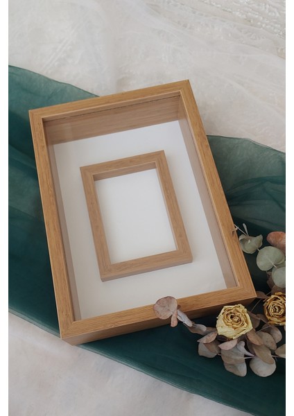 25X35 cm Bambu Fotoğraf Alanlı Model Tasarım Gül Kutusu Anı Çerçevesi! Yeni Model Çerçeve!