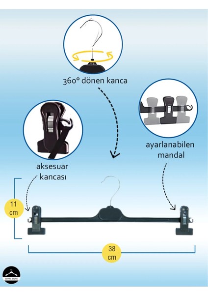 Etek Pantolon Askısı, Mandallı Askı, 48 cm 10ADET