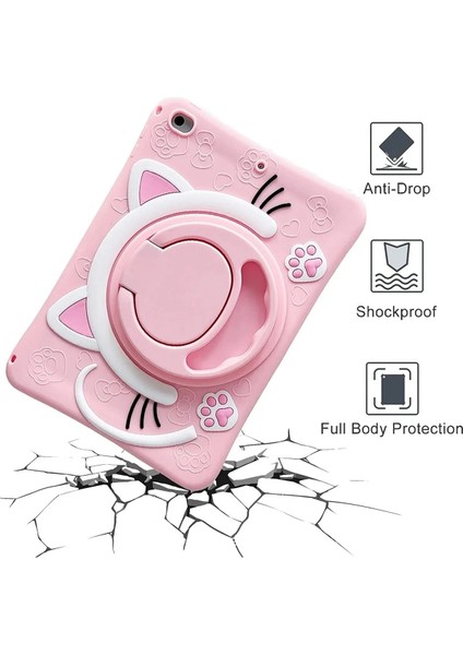 Samsung Galaxy Tab A8 10.5 (2021) SM-X200 Uyumlu Kedi Kılıf Çocuk Kılıfı Askılı Standlı Eğlenceli modelleri