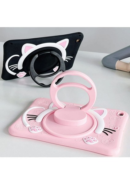 Samsung Galaxy Tab A8 10.5 (2021) SM-X200 Uyumlu Kedi Kılıf Çocuk Kılıfı Askılı Standlı Eğlenceli indirimleri