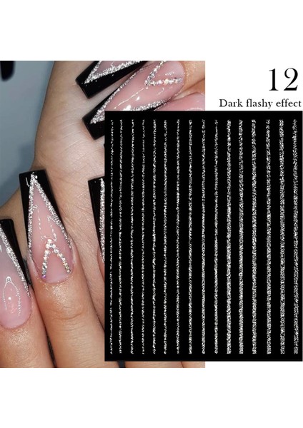 3D Reflektif Efekt Nail Art Sticker Model - 12 (55881- 12)