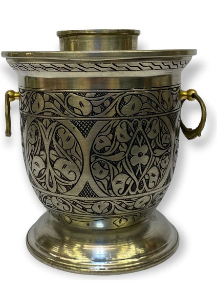 35’lik Işlemeli Kalay Eskitme Bakır Şişe Soğutucu