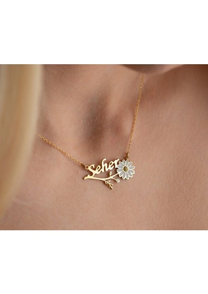 925 Ayar Gümüş Papatya Isim Kolye fiyatları