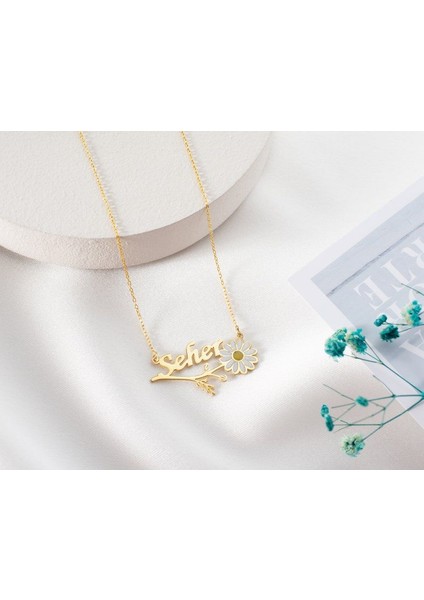 925 Ayar Gümüş Papatya Isim Kolye fırsatları